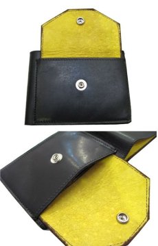 画像5: "JUTTA NEUMANN" Leather Wallet with Change Purse  color : Black / Yellow 二つ折り財布 (5)
