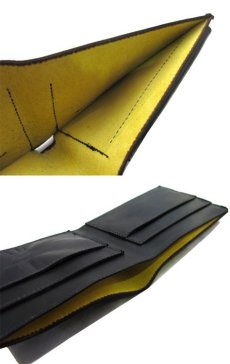 画像6: "JUTTA NEUMANN" Leather Wallet with Change Purse  color : Black / Yellow 二つ折り財布 (6)
