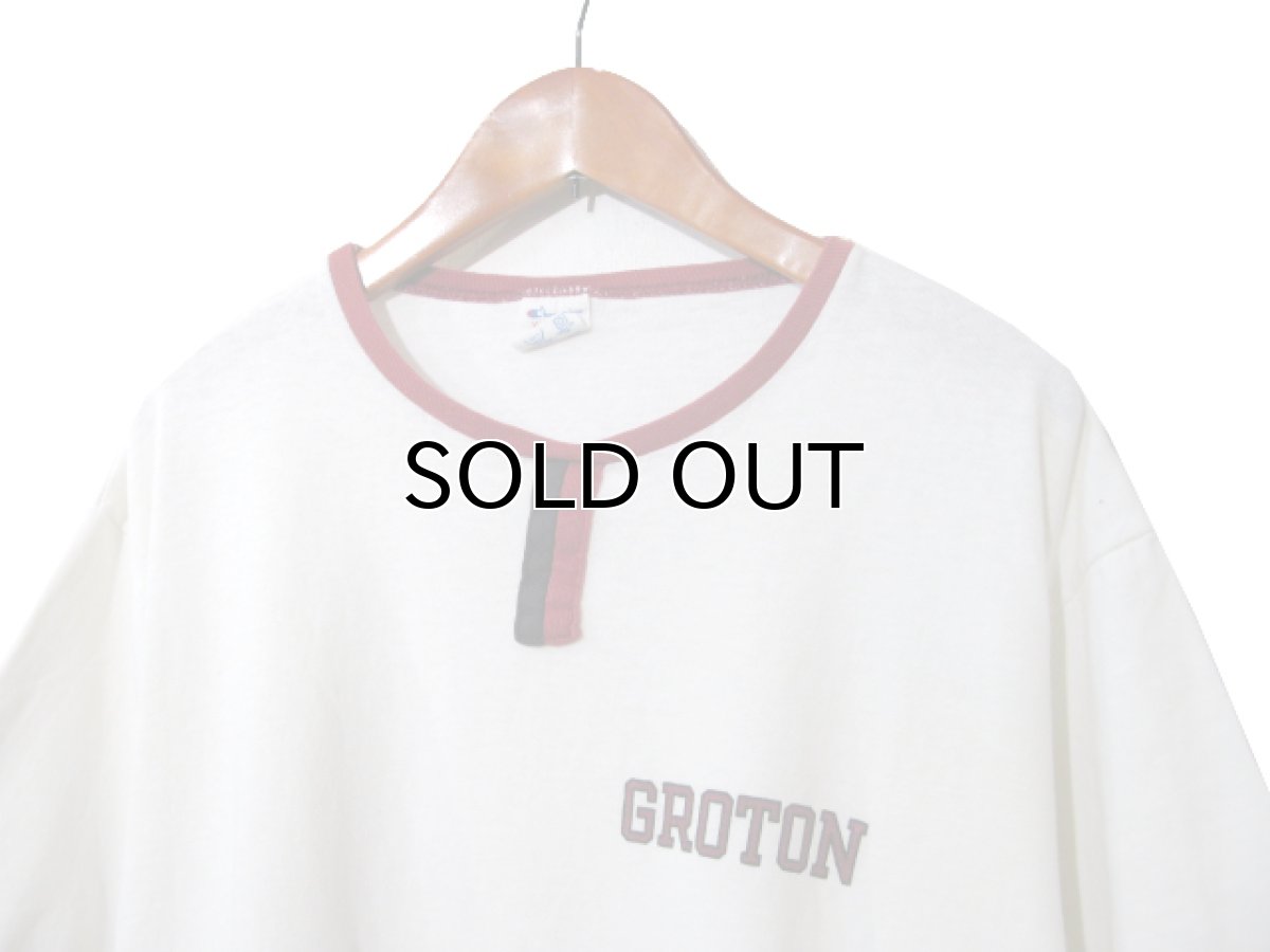 画像3: 1980's Champion "GROTON" Ringer T-Shirts (チョコチン) White / dark Red size L (表記 XL) (3)