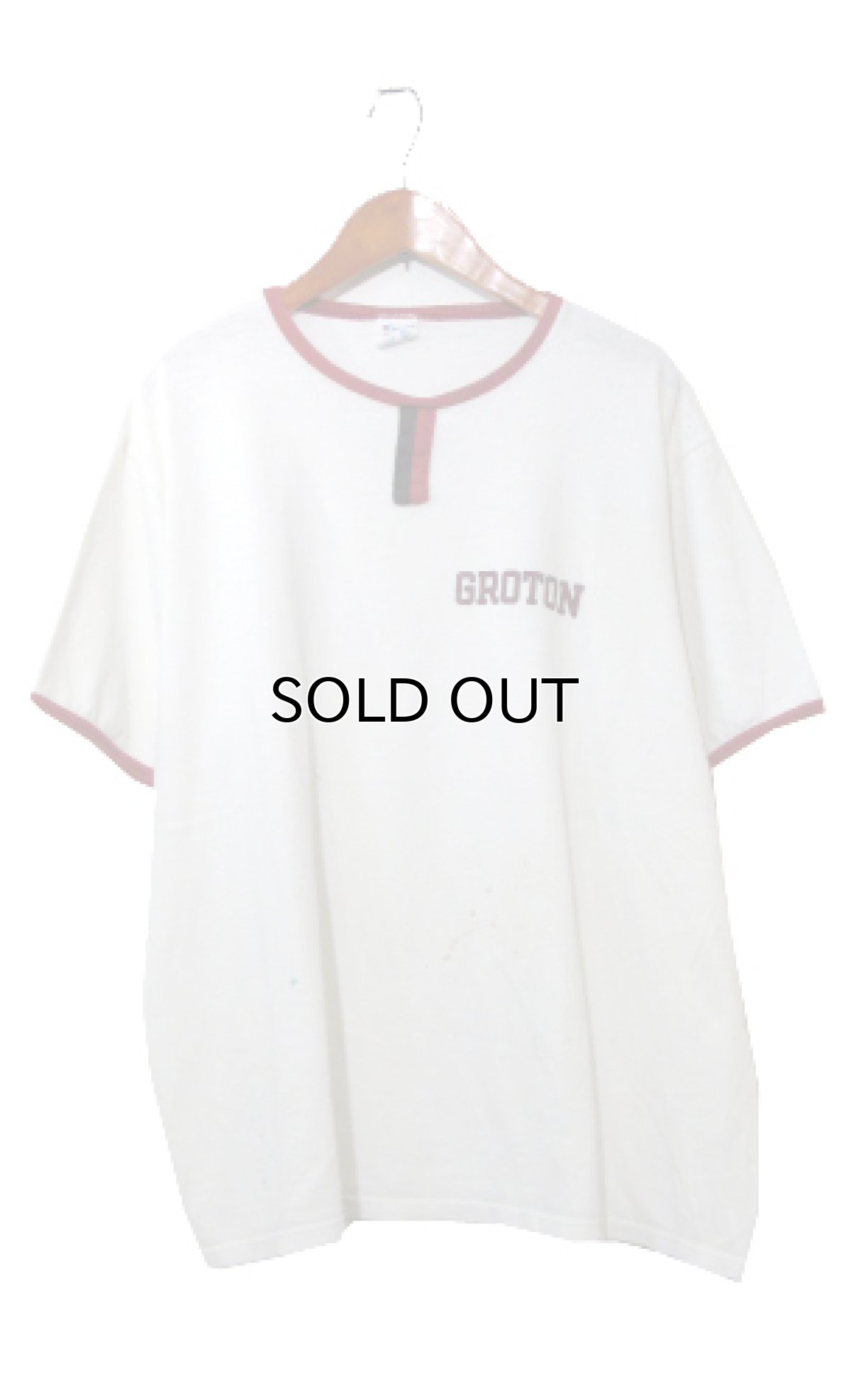 画像1: 1980's Champion "GROTON" Ringer T-Shirts (チョコチン)　White / dark Red　size L (表記 XL) (1)