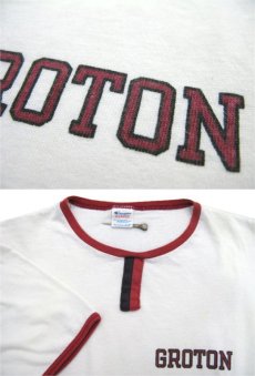 画像5: 1980's Champion "GROTON" Ringer T-Shirts (チョコチン)　White / dark Red　size L (表記 XL) (5)