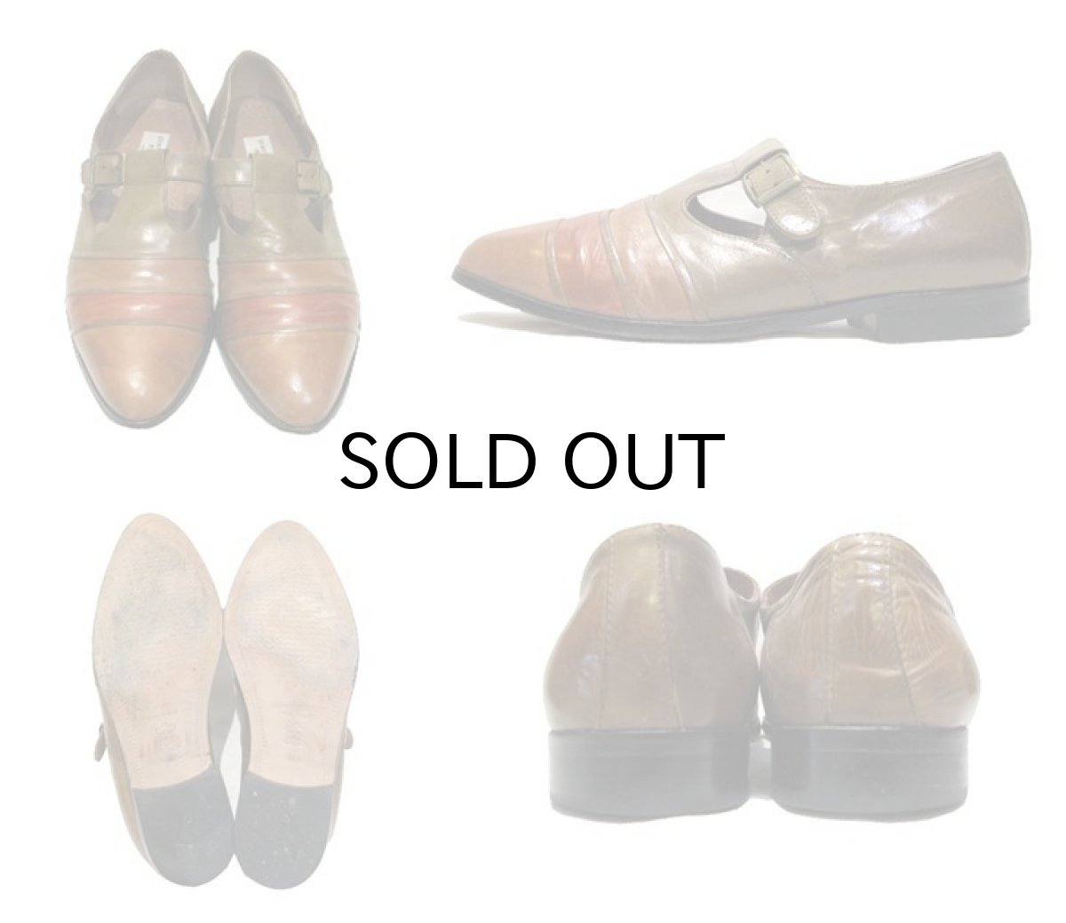 画像2: 1980's Pierre Cardin espace Strap Leather Shoes -made in ITALY-　Multi Brown　size 10.5C (28cm ~ 28.5cm) (2)