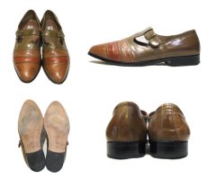 画像2: 1980's Pierre Cardin espace Strap Leather Shoes -made in ITALY-　Multi Brown　size 10.5C (28cm ~ 28.5cm) (2)