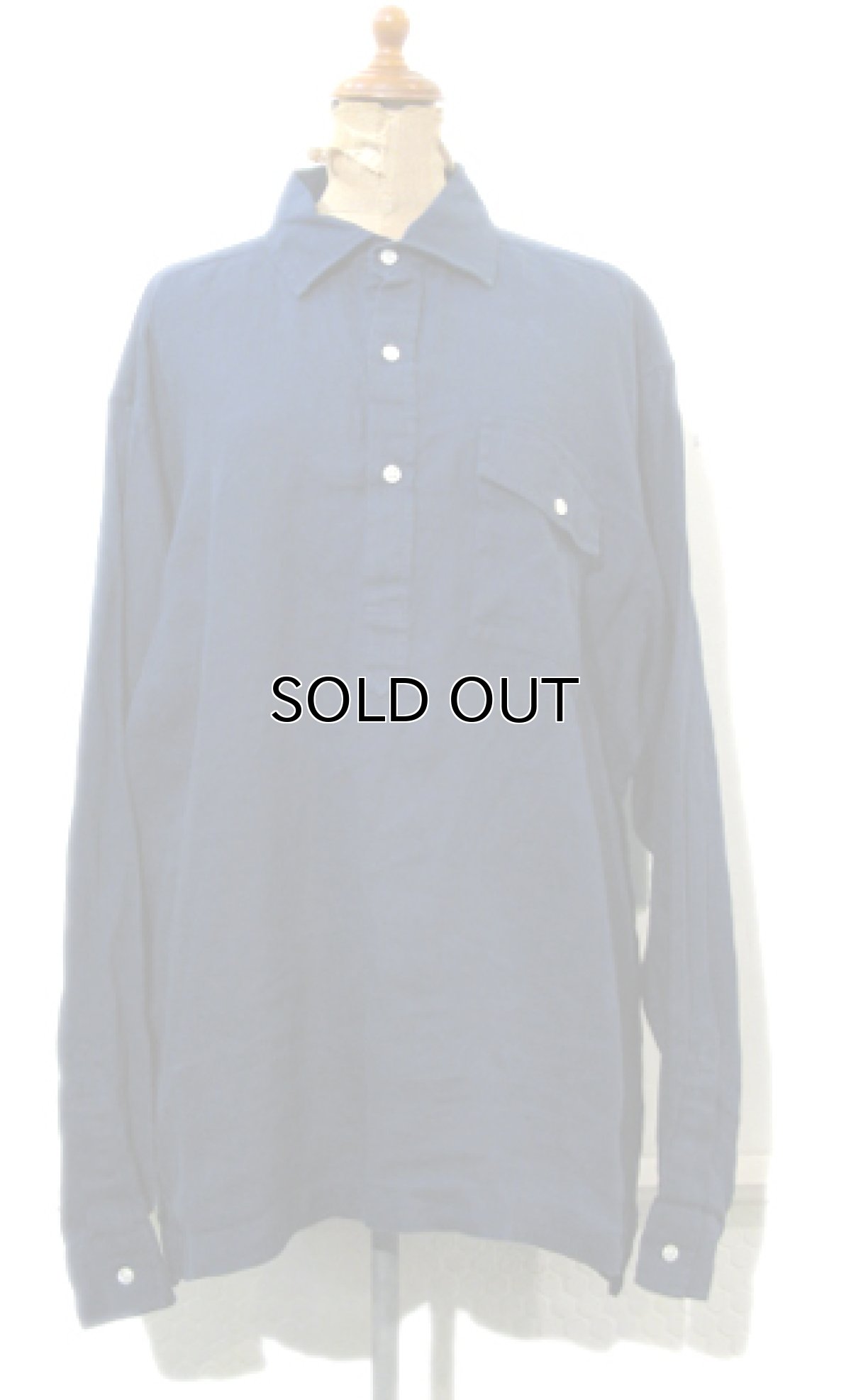 画像1: "Polo by Ralph Lauren"  Pullover Linen Shirts　NAVY　size L (表記 L) (1)