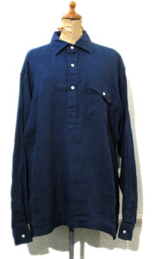 画像1: "Polo by Ralph Lauren"  Pullover Linen Shirts　NAVY　size L (表記 L) (1)