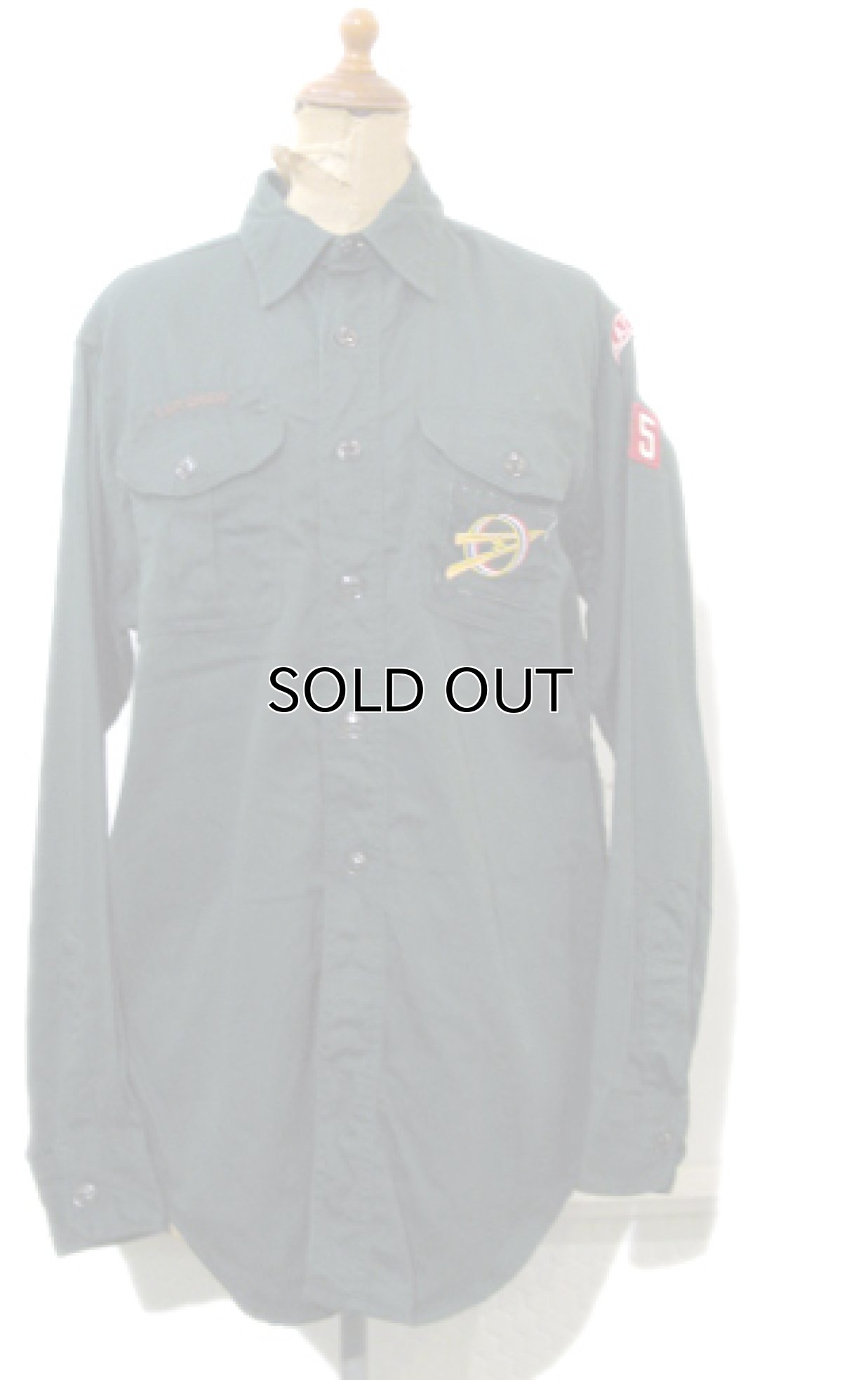 画像1: 1960's~ "Boy Scout of America BSA" Cotton L/S Shirts 　GREEN　size M - L (表記 15 REG) (1)