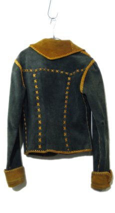 画像3: 1970's Unknown Hand Crafted Suede Leather Jacket -made in MEXICO-　Dark Green / Camel Brown　size XS - S (表記 10) (3)