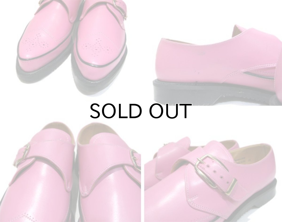 画像5: "GEORGE COX" V-Sole Monk Strap Leather Shoes -made in ENGLAND- PINK size UK 10 (29 cm) (5)