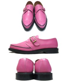 画像2: "GEORGE COX" V-Sole Monk Strap Leather Shoes -made in ENGLAND-　PINK　size UK 10 (29 cm) (2)