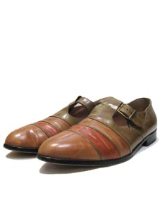 画像1: 1980's Pierre Cardin espace Strap Leather Shoes -made in ITALY-　Multi Brown　size 10.5C (28cm ~ 28.5cm) (1)