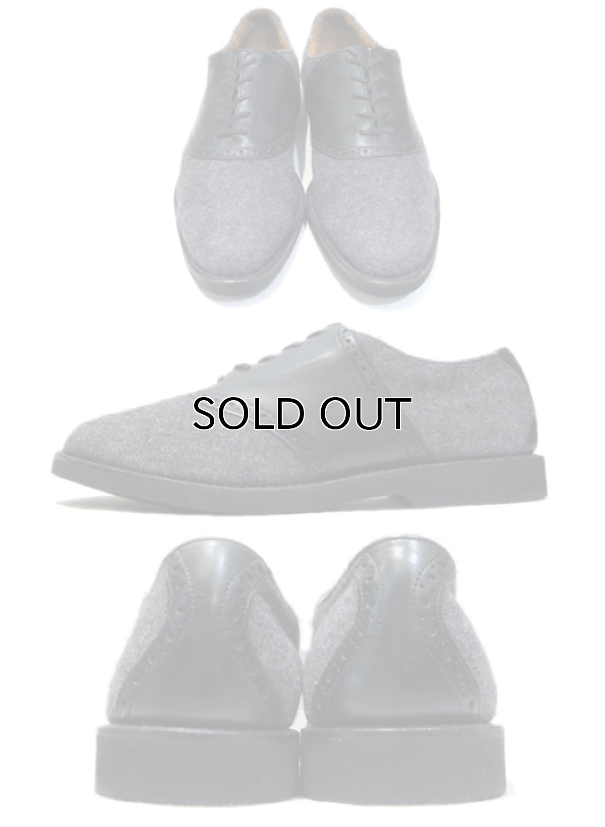 画像2: COLE-HAAN Wool x Leather Saddle Shoes -made in U.S.A Charcoal Grey / Black size 9.5 (27.5 cm) (2)