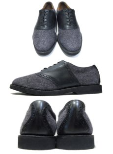 画像2: COLE-HAAN Wool x Leather Saddle Shoes -made in U.S.A　Charcoal Grey / Black　size 9.5 (27.5 cm) (2)