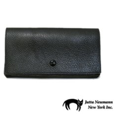 画像1: "JUTTA NEUMANN" Leather Wallet "the Waiter's Wallet"  color : Black / Emerald 長財布 (1)