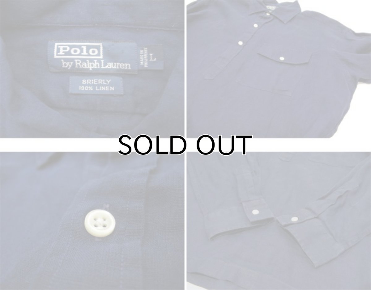画像4: "Polo by Ralph Lauren"  Pullover Linen Shirts NAVY size L (表記 L) (4)