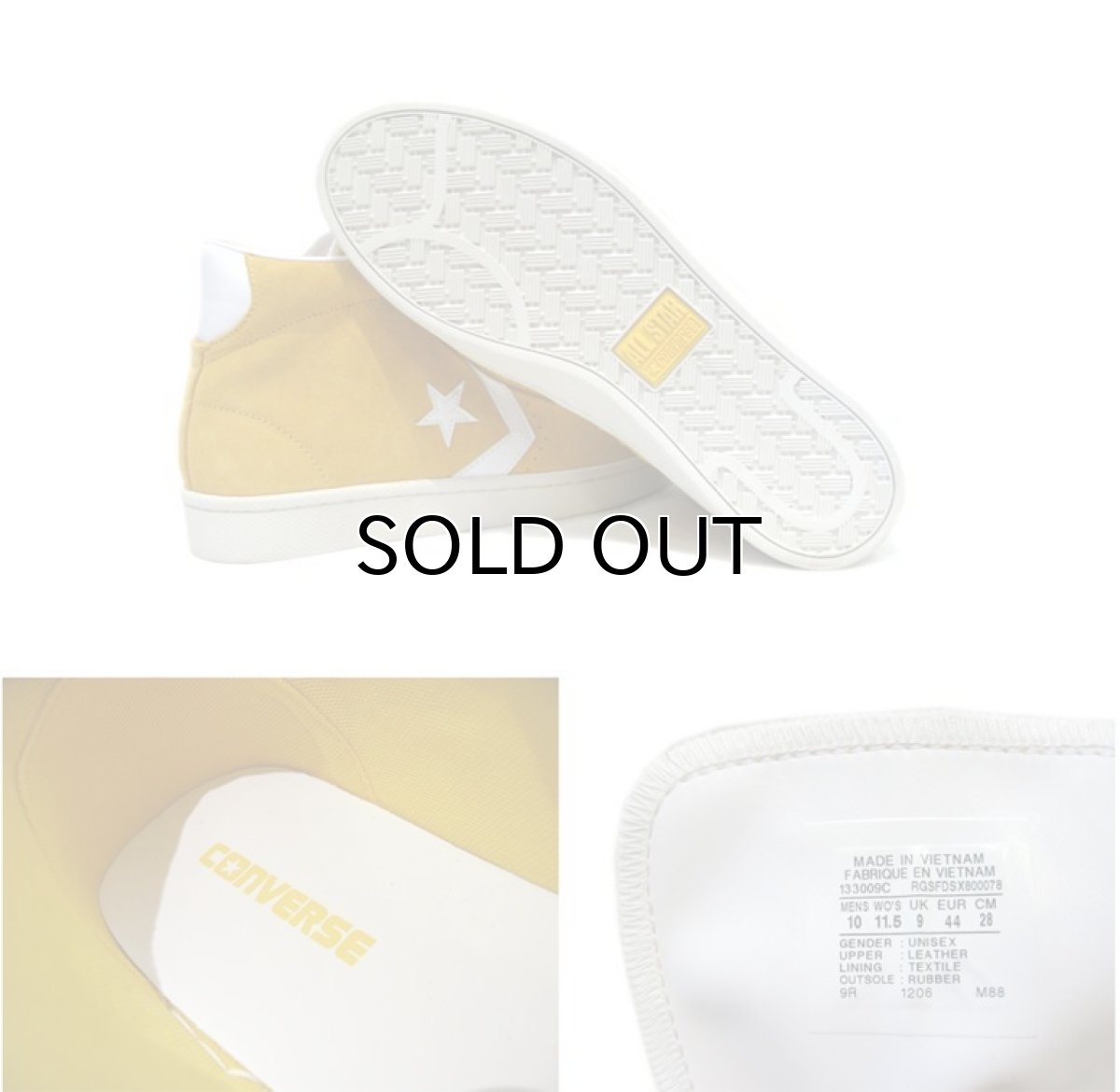 画像4: NEW CONVERSE "Pro Leather " Suede Hi-Cut Sneaker　YELLOW　size 10 (28 cm) (4)