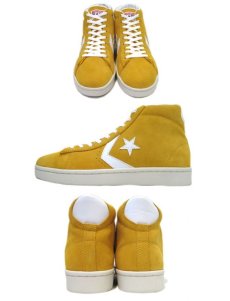 画像2: NEW CONVERSE "Pro Leather " Suede Hi-Cut Sneaker　YELLOW　size 10 (28 cm) (2)