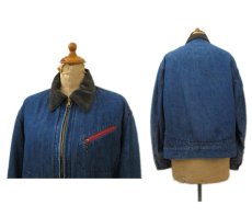 画像2: 1950-60's Unknown Zip Up Denim Jacket with Blanket　Indigo Blue　size S (表記 不明) (2)