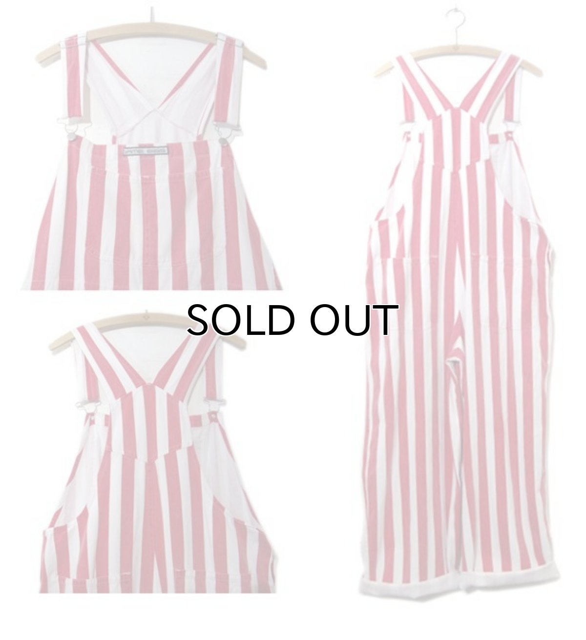画像2: 1980's "GAME BIBS" Wide Stripe Overall Red / White size M - L (表記 不明) (2)