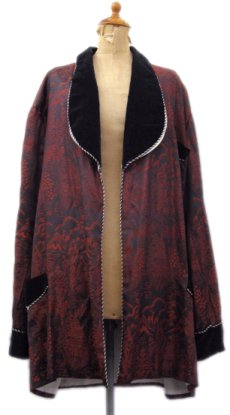 画像1: 1970's Satin Gown "Traditional Japanese Design"　Black / Burgundy　size L (表記 LL) (1)