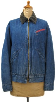 画像1: 1950-60's Unknown Zip Up Denim Jacket with Blanket　Indigo Blue　size S (表記 不明) (1)