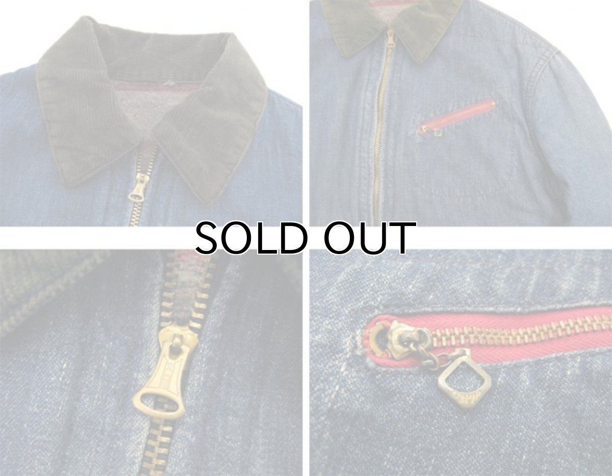 画像4: 1950-60's Unknown Zip Up Denim Jacket with Blanket Indigo Blue size S (表記 不明) (4)