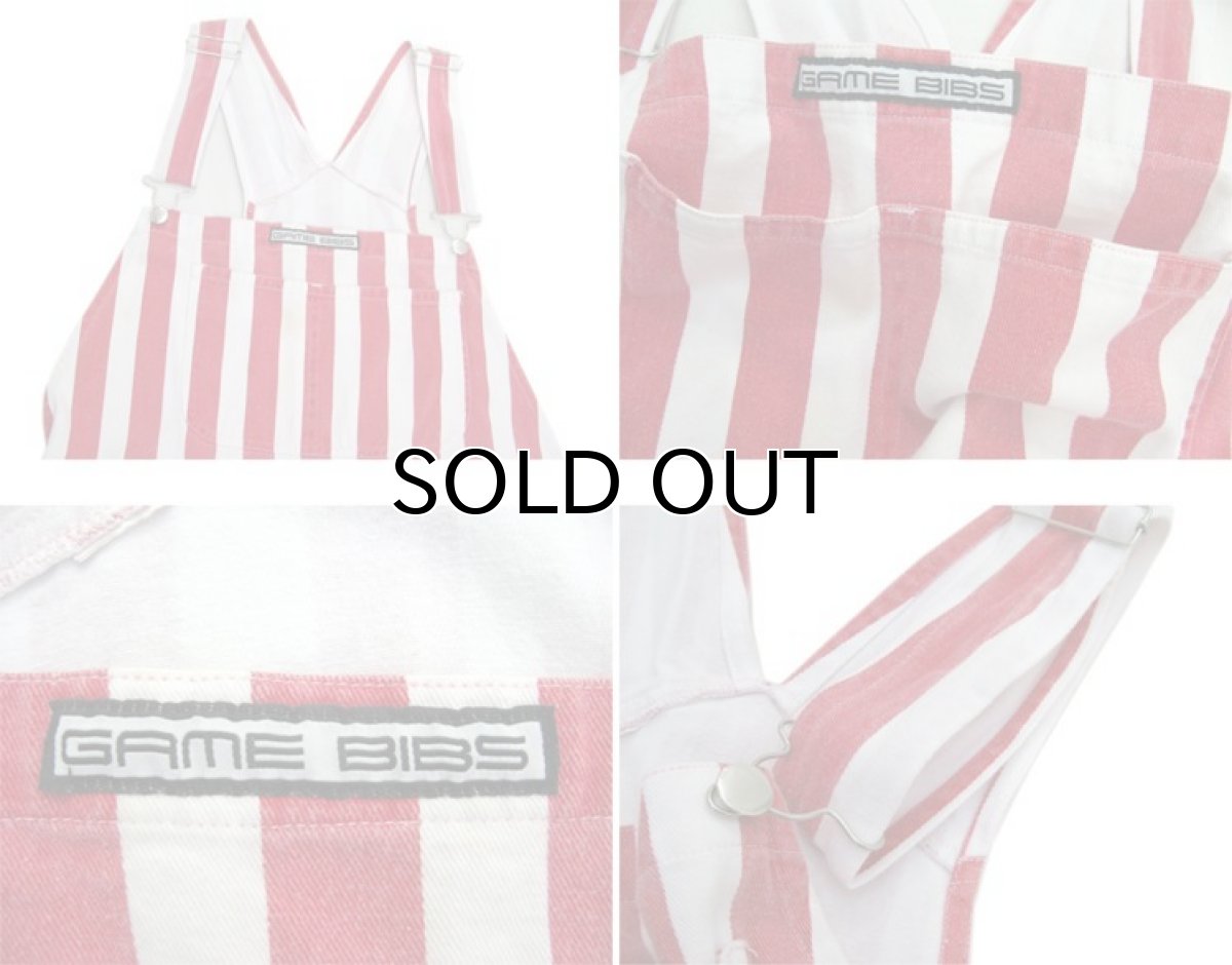 画像3: 1980's "GAME BIBS" Wide Stripe Overall Red / White size M - L (表記 不明) (3)
