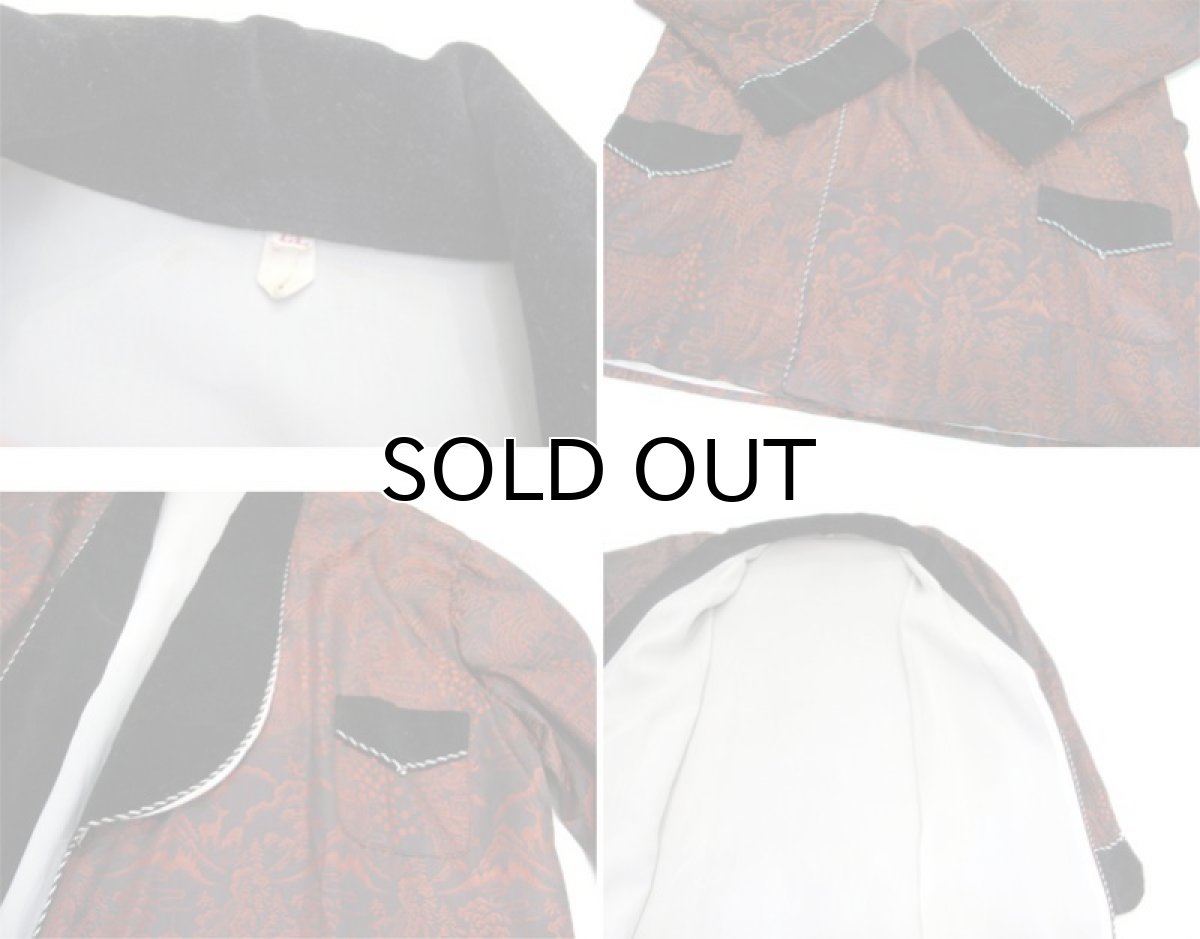 画像3: 1970's Satin Gown "Traditional Japanese Design"　Black / Burgundy　size L (表記 LL) (3)