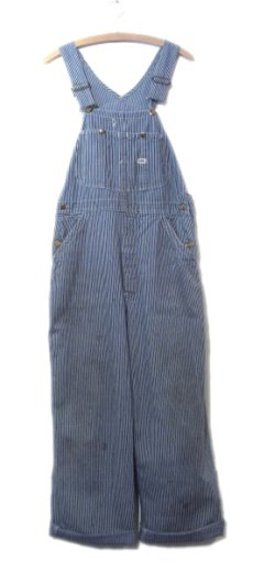 画像1: 1960's~ Lee Hickory Stripe Worker Overall　Navy / White　size S - M (表記 不明) (1)