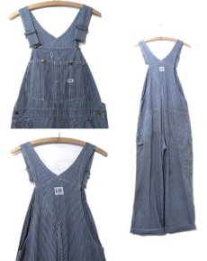 画像2: 1960's~ Lee Hickory Stripe Worker Overall　Navy / White　size S - M (表記 不明) (2)