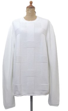 画像1: 1990's~ "Calvin Klein" Design Cotton Knit　WHITE　size M - L (表記 L) (1)