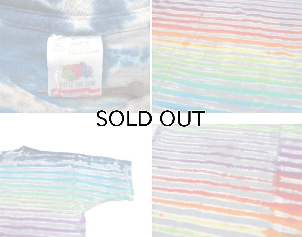 画像4: Fruit of the Room TIE DYE T-Shirts "Border" -made in USA- Rainbow color size L (表記 XL) (4)