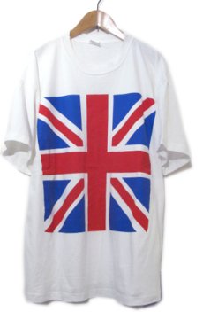 画像1: Europe "Union Jack" Print T-Shirts　WHITE　size M - L (表記 XL) (1)