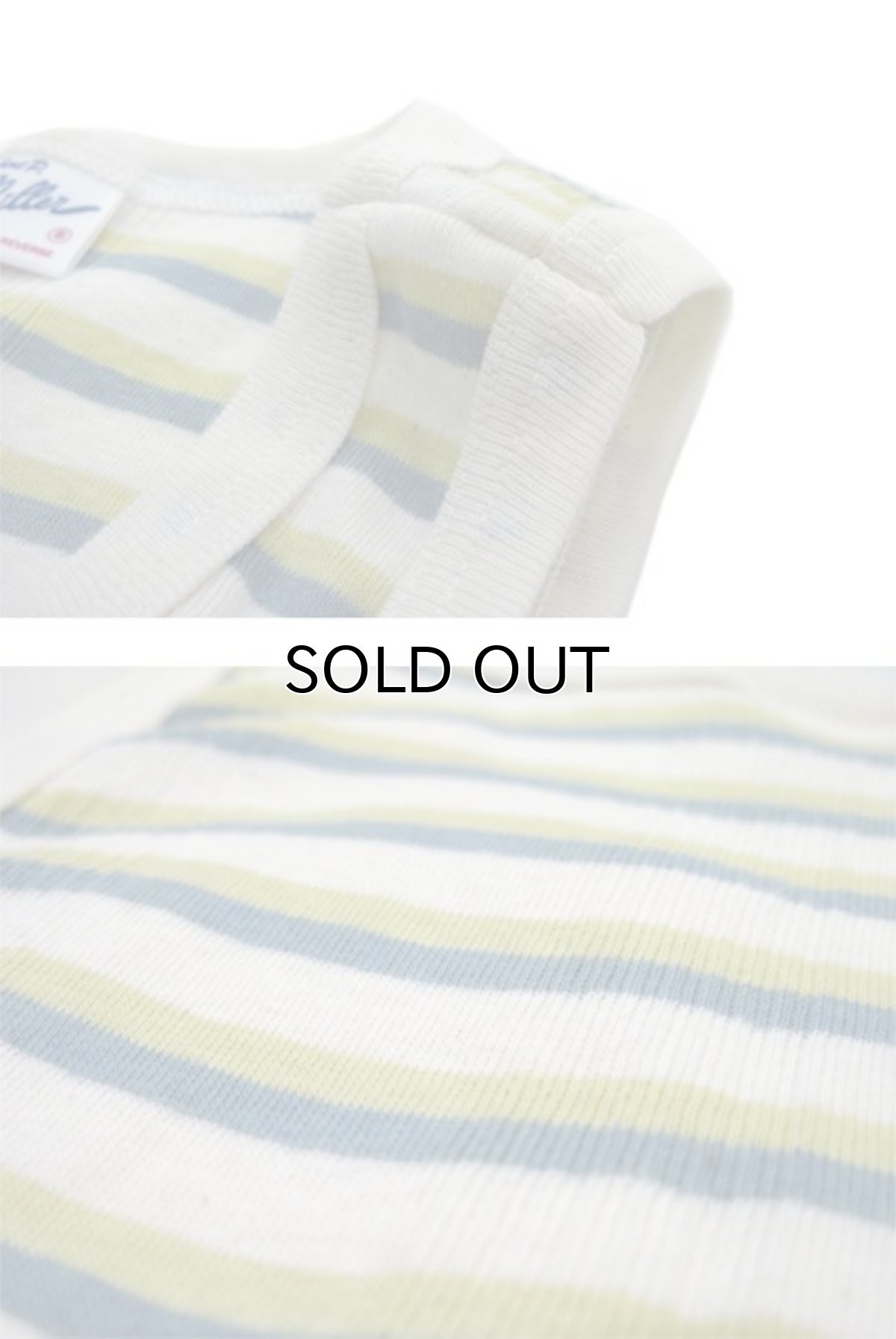 画像4: NEW "Miller" Pannel Rib Multi Border Tank Top　Natural / Yellow Green / Blue Green　size S (4)