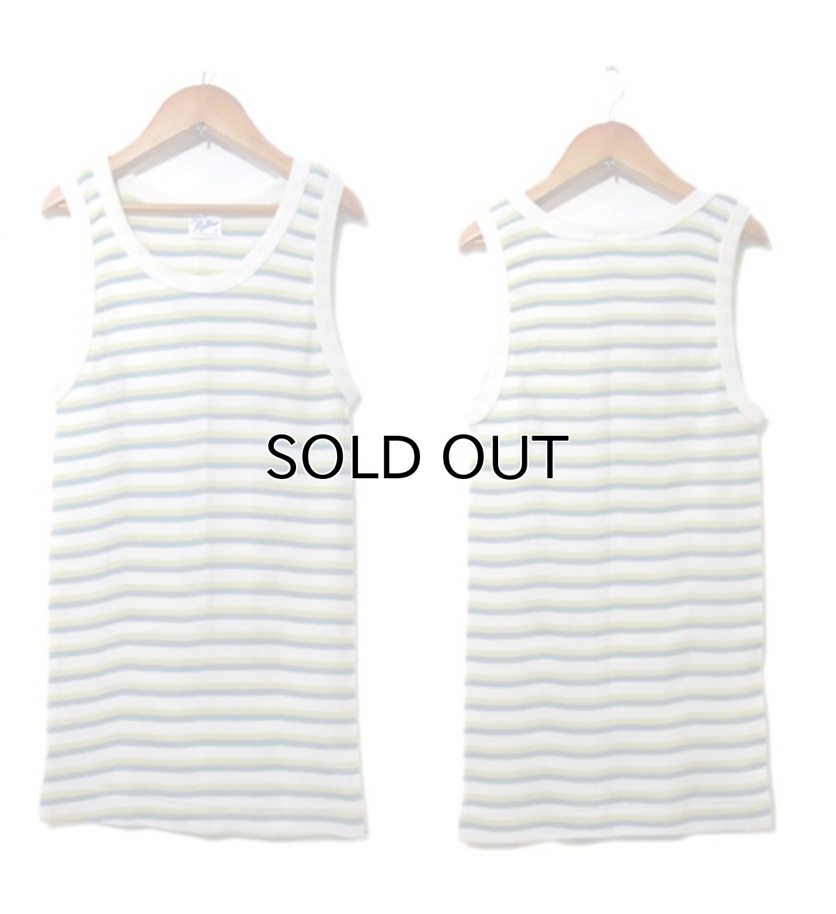 画像2: NEW "Miller" Pannel Rib Multi Border Tank Top　Natural / Yellow Green / Blue Green　size S (2)