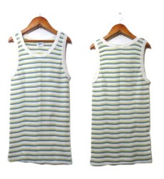 画像2: NEW "Miller" Pannel Rib Multi Border Tank Top　Natural / Yellow Green / Blue Green　size S (2)