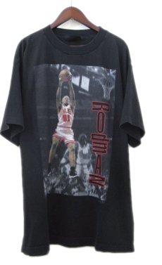 画像1: 1990's Crew Neck Print T-Shirts "Dennis Rodman"　BLACK　size L - XL (表記 XL) (1)