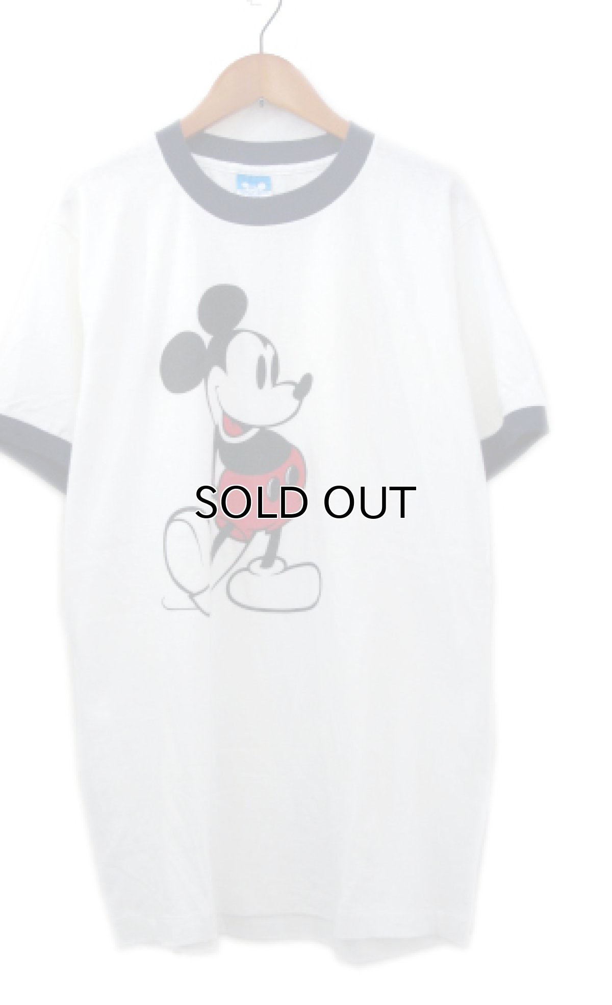 画像1: 1990's Disney Ringer T-Shirts "Mickey Mouse" -made in USA-　White / Navy　size L (表記 L) (1)