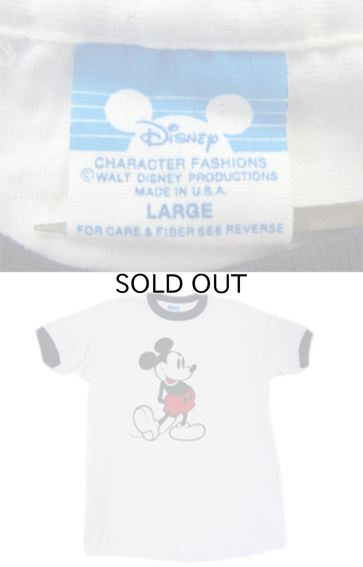 画像3: 1990's Disney Ringer T-Shirts "Mickey Mouse" -made in USA- White / Navy size L (表記 L) (3)