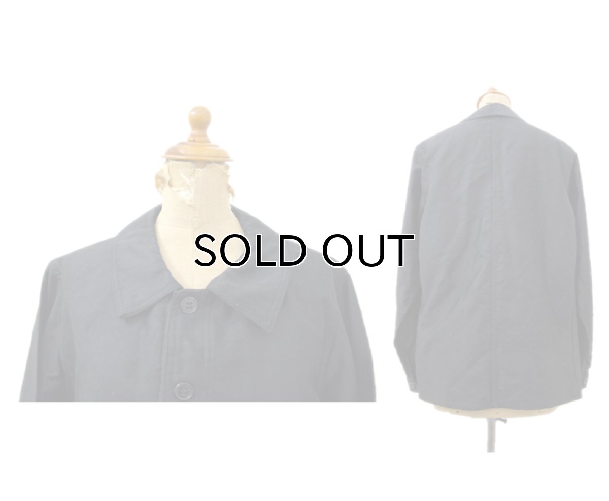 画像2: 1930-40's "Le Mandarin" French Work Moleskin Jacket Dead Stock one-washed BLACK size M (表記 不明) (2)