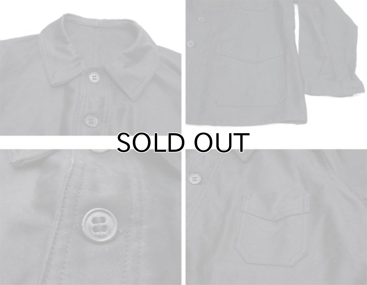 画像3: 1930-40's "Le Mandarin" French Work Moleskin Jacket Dead Stock one-washed BLACK size M (表記 不明) (3)