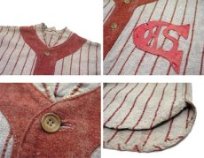 画像4: 1930's~ Pullover Baseball Shirts Stripe Design with Felt Patch　Faded Brown　size M - L (表記 不明) (4)