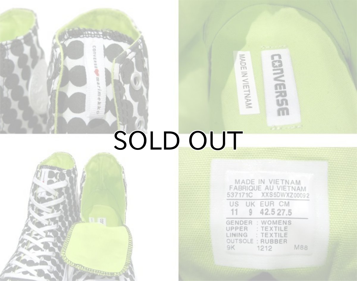 画像4: NEW Converse x marimekko "All Star" Hi-Cut Canvas Sneaker Black / White size 9 (27.5 cm) (4)