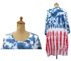 画像2: GILDAN "TIE DYE" Big Tee　Blue / White / Red　size XXXL (表記 3XL) (2)