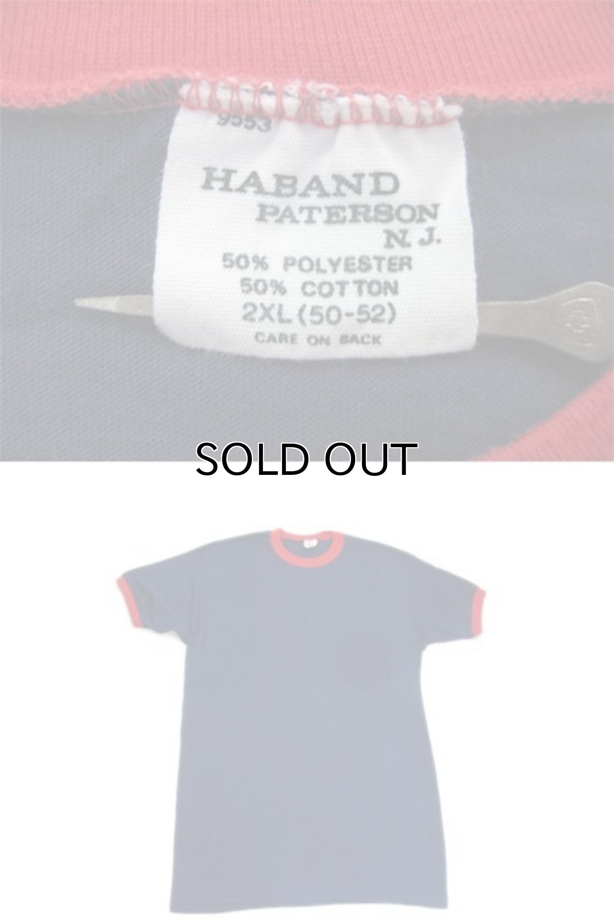 画像2: 1980's "HABAND PATERSON" Ringer T-Shirts with Pocket　Navy / Red　size XXL (表記 2XL) (2)