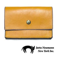 画像1: "JUTTA NEUMANN" Leather Wallet "the Waiter's Wallet"  Medium Size　color : Mustard / Turquoise (1)