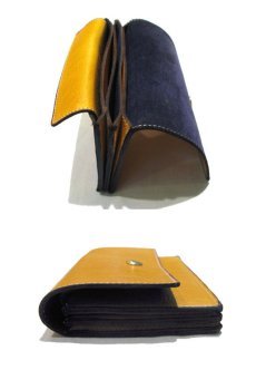 画像3: "JUTTA NEUMANN" Leather Wallet "the Waiter's Wallet"  Medium Size　color : Mustard / Deep Purple (3)