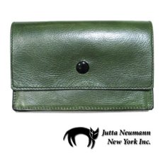 画像1: "JUTTA NEUMANN" Leather Wallet "the Waiter's Wallet" Medium Size　color : Light Green / Orange (1)