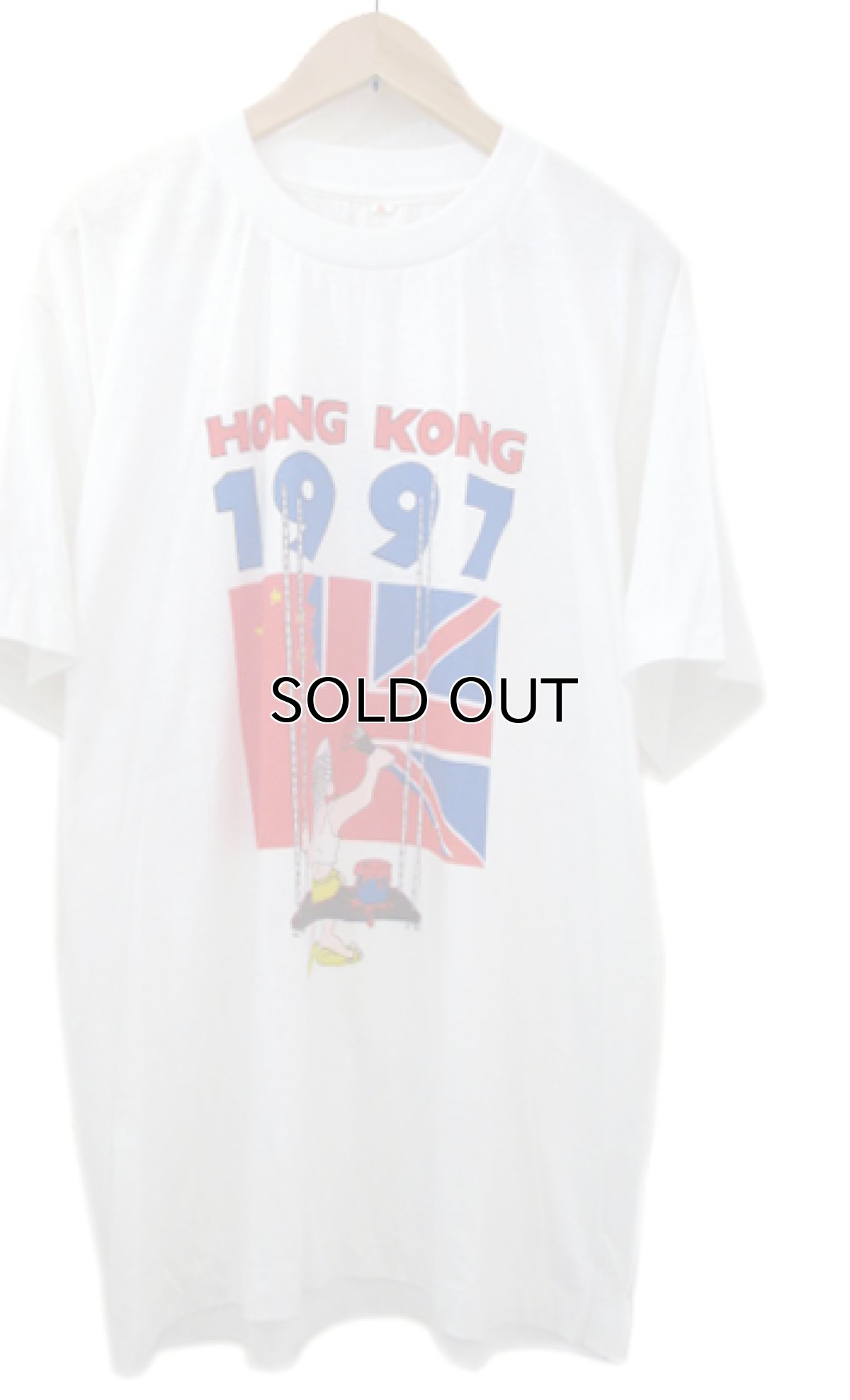 画像1: 1990's "HONG KONG 1997" Print T-Shirts　Dead Stock　WHITE　size L (表記 XL) (1)