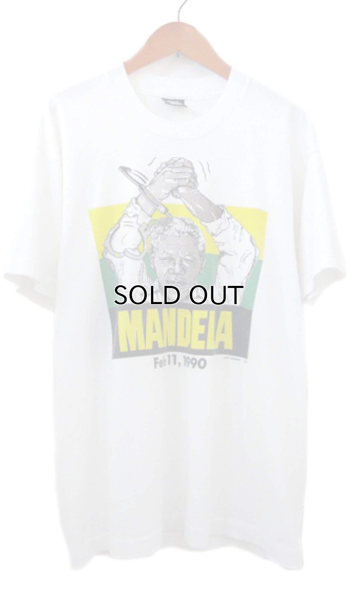 画像1: 1990's "NELSON MANDELA" Print T-Shirts　WHITE　size M - L (表記 不明) (1)