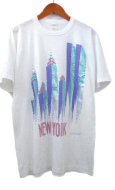 画像1: 1980's NEW YORK" Print T-Shirts -made in U.S.A-　WHITE　size M - L (表記 L) (1)